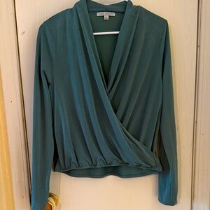 Green Envelope Teal Long Sleeve Blouse